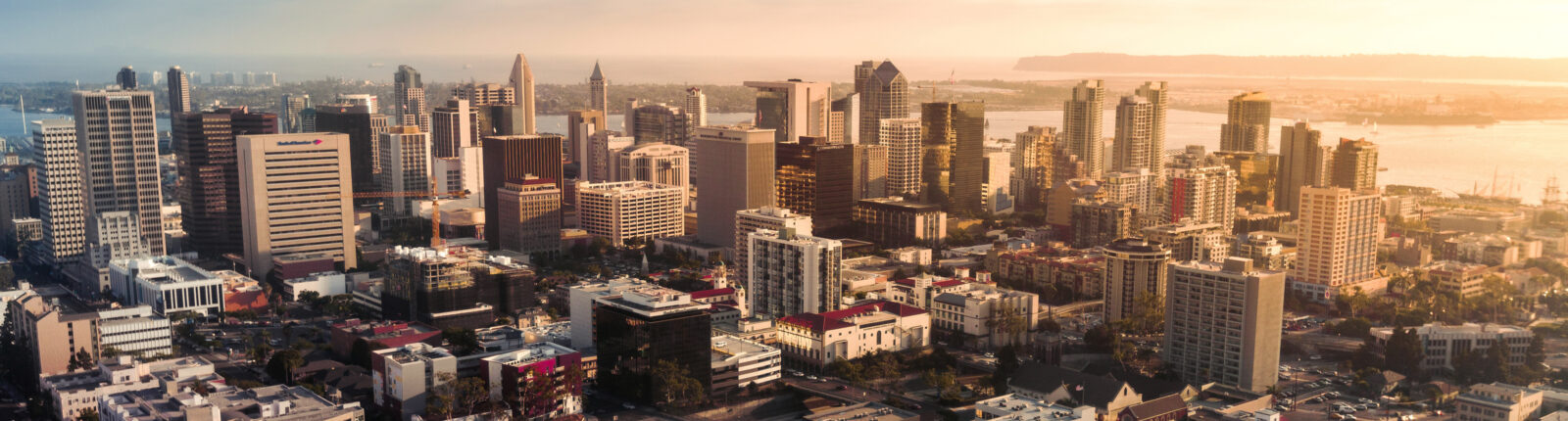 Bird's eye view of San Diego city skyline